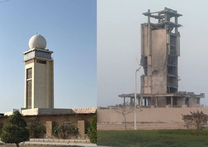 وضعیت ساختمان رادار هواشناسی بوشهر، پس از اصابت!