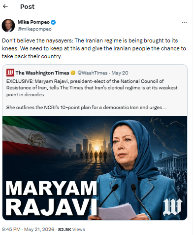 مصاحبه خانم مریم رجوی با واشنگتن تایمز